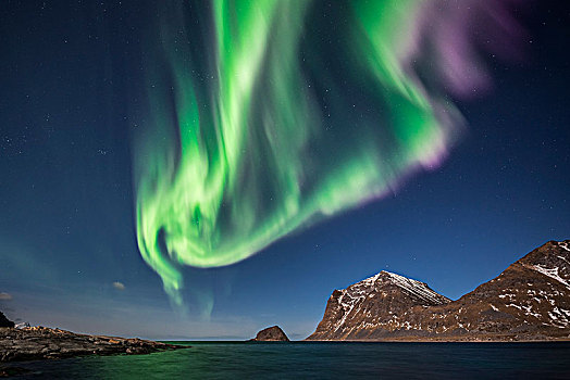 北极光,罗弗敦群岛,挪威,欧洲