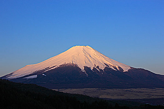 山,富士山,月亮,黎明