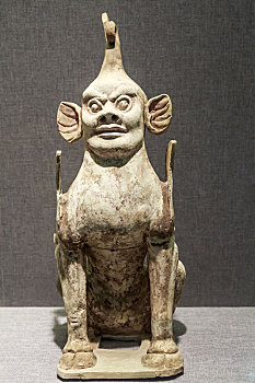 河南省洛阳博物馆藏文物唐代彩绘人面镇墓兽