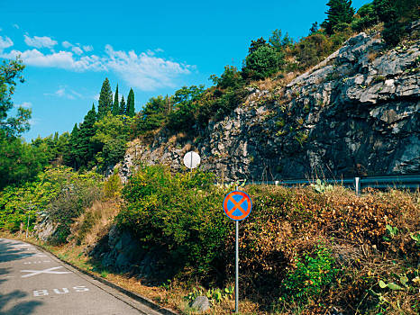 路标,标识,禁止停车,自然,黑山