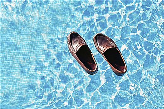 鞋,漂浮,游泳池