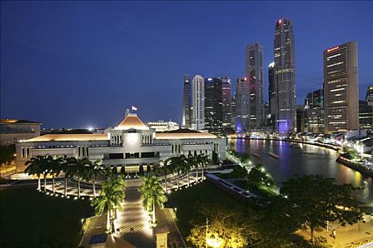 新加坡,城市天际线,新加坡河,克拉码头,国会大厦