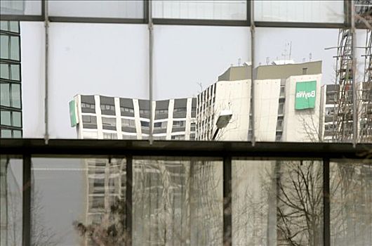 慕尼黑,2005年,中心,反射,窗户,写字楼