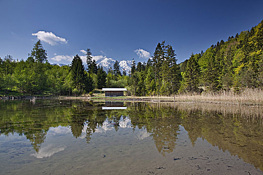 湖,风景,阿尔卑斯峰,加米施帕藤基兴,巴伐利亚,德国