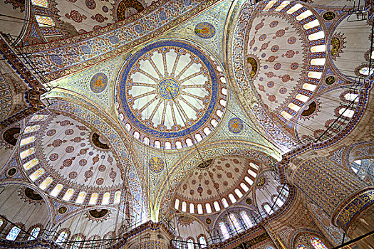 土耳其,伊斯坦布尔,藍色清真寺,地区,室内,蓝色清真寺,清真寺