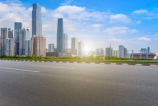 城市道路和城市建筑背景