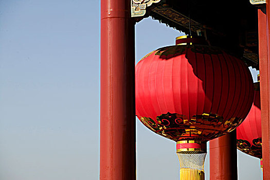 仰视,灯笼,悬挂,北京,中国