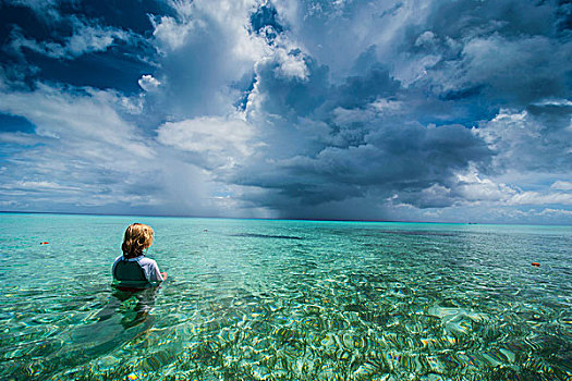 游客,难以置信,蓝色,水,蚂蚁,环礁,密克罗尼西亚