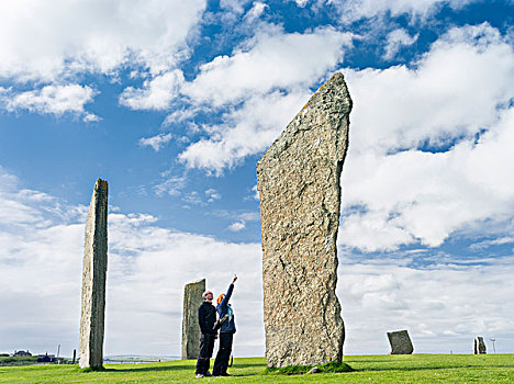 立石,世界遗产,奥克尼群岛,苏格兰,大幅,尺寸