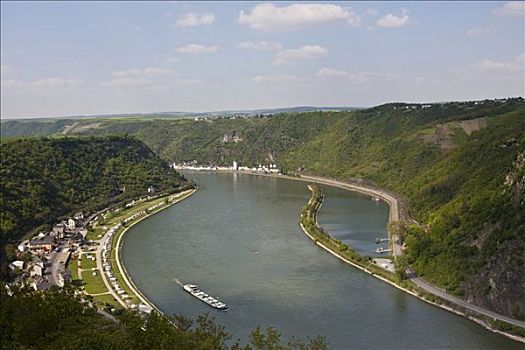 暸望,上方,弯曲,莱茵河,河,右边,石头,地区,莱茵兰普法尔茨州,德国,欧洲