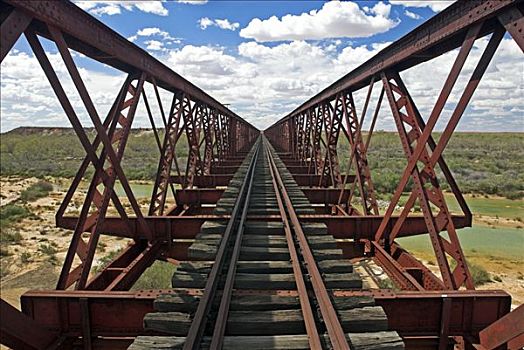 老,铁路桥,客运列车,阿德莱德市,爱丽丝泉,达尔文,澳洲南部,澳大利亚