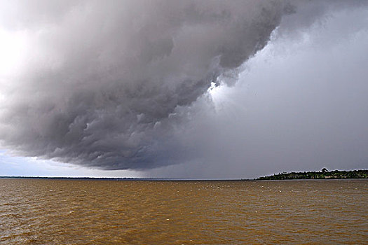 威胁,云,正面,热带风暴,亚马逊河,马瑙斯,圣塔伦,亚马逊,省,巴西,南美
