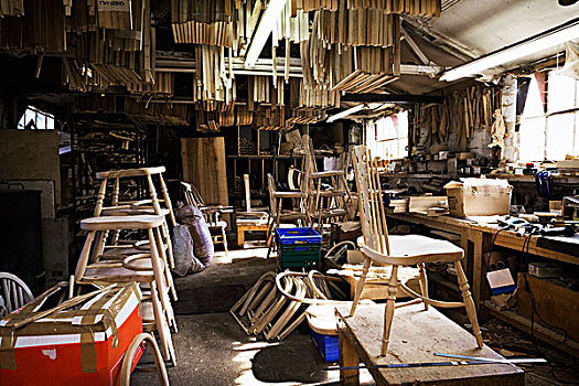 内景,木工,工作间,木椅,家具