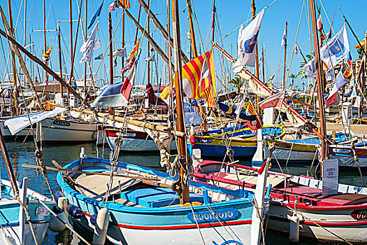 传统,彩色,木质,渔船,港口,法国,欧洲