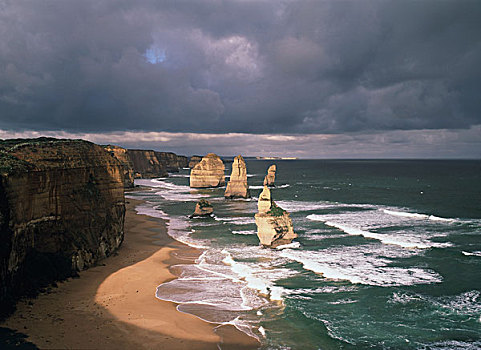 澳大利亚,港口,坎贝尔港国家公园,海洋,道路,岩石构造,大幅,尺寸