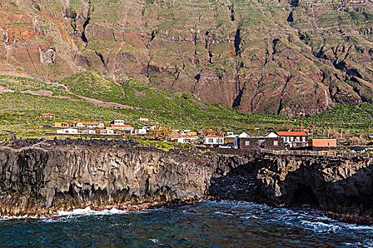 家,陡峭,火山岩,海岸,加纳利群岛,西班牙