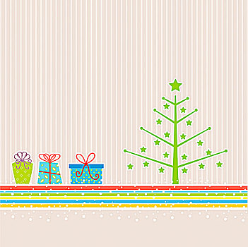 复古,圣诞节,背景,树,礼物