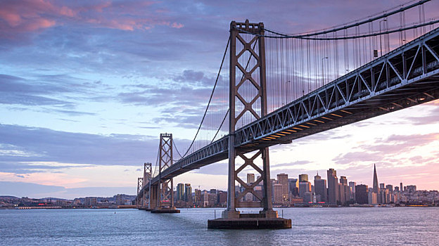 海湾大桥,旧金山,天际线,黃昏,反射,旅游