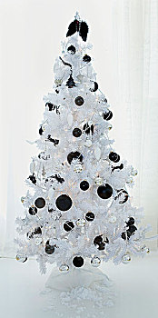 白色,圣诞树,黑色,小玩意