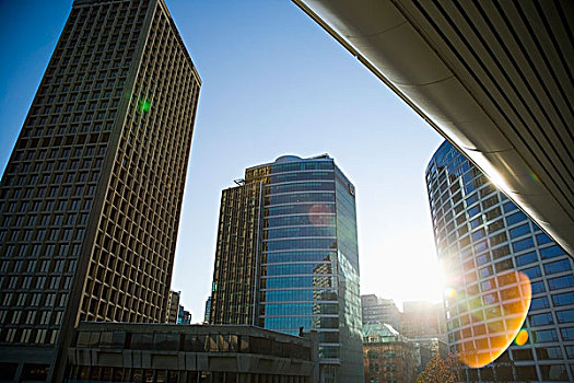 摩天大楼,日落,市区,温哥华,不列颠哥伦比亚省,加拿大