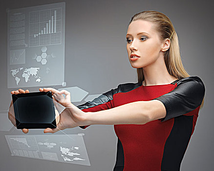 鲜明,未来,女人,平板电脑