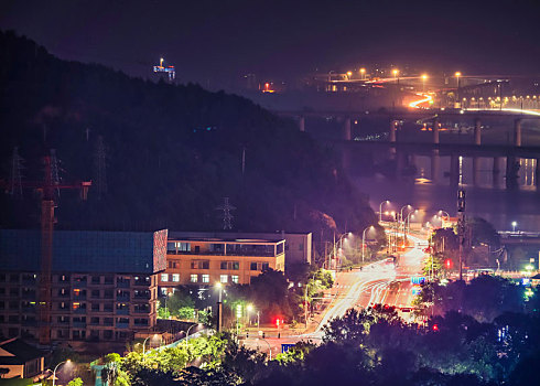 北京门头沟城子大街夜景