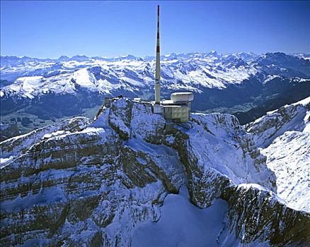 航拍,广播塔,阿尔卑斯山,阿彭策尔,瑞士,欧洲