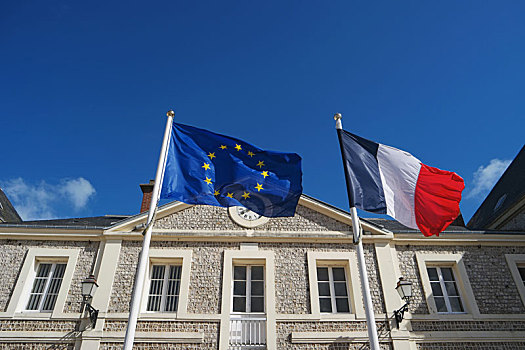 旗帜,法国,欧盟,摆动,风