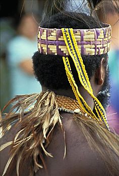 所罗门群岛,穿,编织物,发带,后面,无肖像权