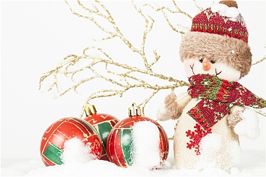圣诞装饰,雪人,小雕像,雪地