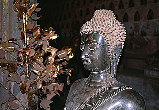 老挝,万象,施沙格庙,寺院,佛像