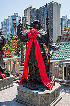 香港九龙黄大仙祠十二生肖铜雕像