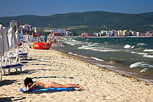 海滩,靠近,内塞巴尔,黑海,保加利亚,欧洲