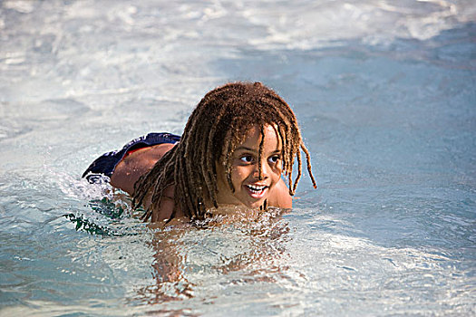 孩子,美国黑人,男孩,游泳,游泳池