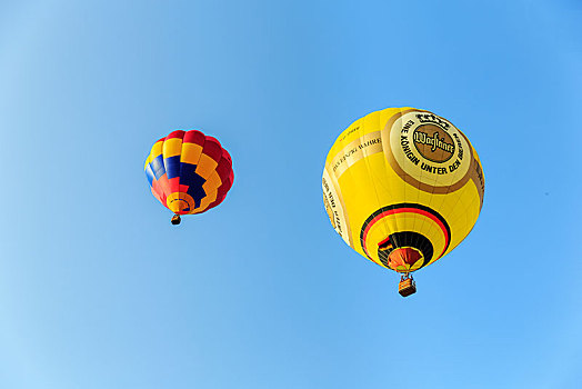 两个,热气球,上升,空气,节日,国际,藻厄兰,北莱茵威斯特伐利亚,德国,欧洲