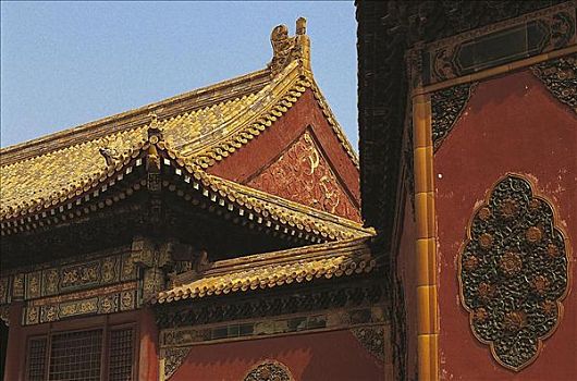 特写,屋顶,山墙,山形墙,北京,中国,亚洲,世界遗产