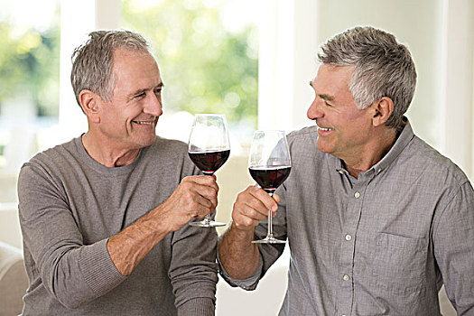 老人,祝酒,葡萄酒杯