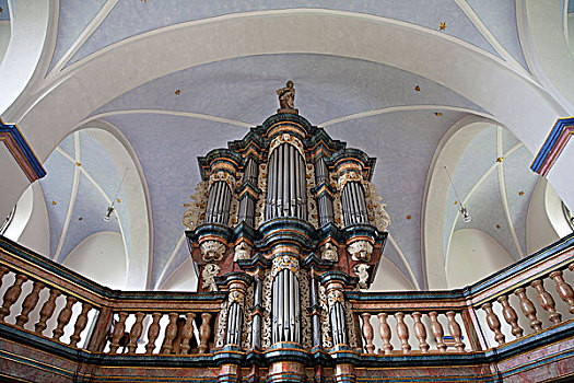 器官,巴洛克式教堂,藻厄兰,北莱茵威斯特伐利亚,德国,欧洲