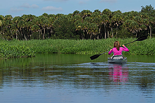 女人,漂流,河,湖,州立公园,佛罗里达,美国