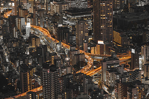 日本东京市区夜景俯瞰