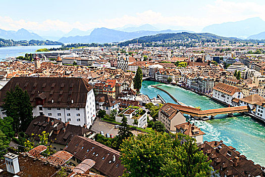 卢塞恩,城市风光,城墙,河,瑞士