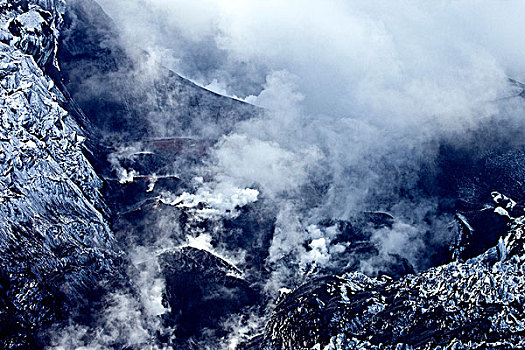 火山口,火山,冰岛,安静,蒸汽,热,破坏,喷发,空中旅行,欧洲,上方,星期