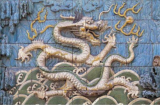 墙壁,特写,龙,故宫,颐和园,北京,中国,亚洲