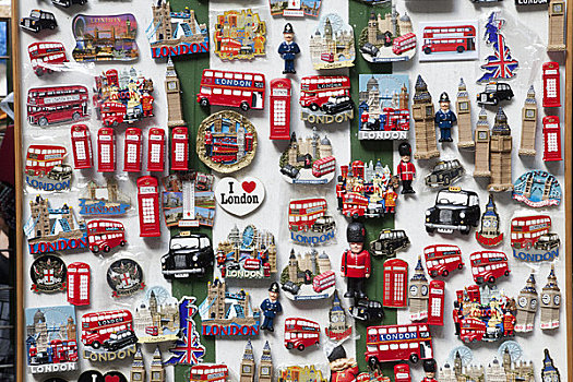 英国,英格兰,伦敦,考文特花园,纪念品,电冰箱,磁体,展示