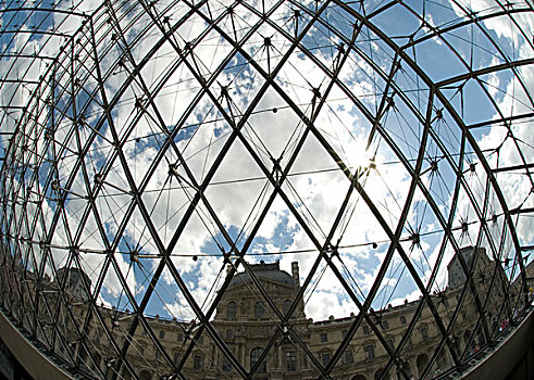 玻璃金字塔,博物馆,卢浮宫金字塔,卢浮宫,巴黎,法国