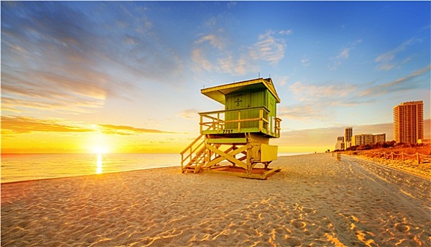 迈阿密,南海滩,日出