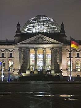 联邦,政府建筑,德国国会大厦,柏林,夜晚,德国