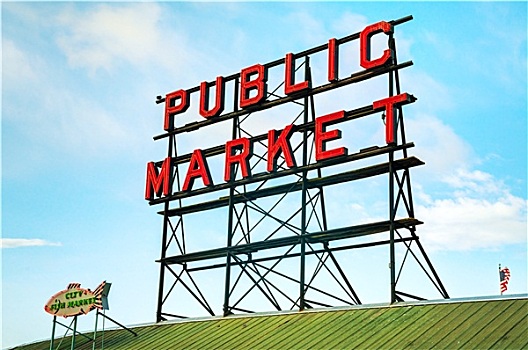 著名,派克市场,签到,西雅图