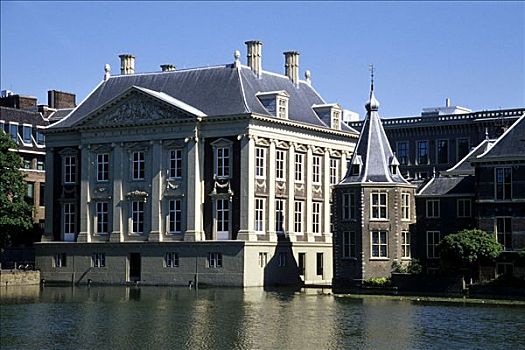 博物馆,宾南霍夫国会大厦,复杂,建筑,水塘,海牙,省,荷兰南部,荷兰,荷比卢,欧洲