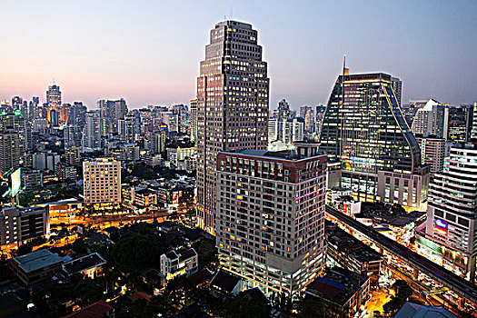 泰国,曼谷,区域,天际线